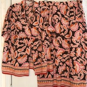 Judith Hart (peach & brown) skirt set